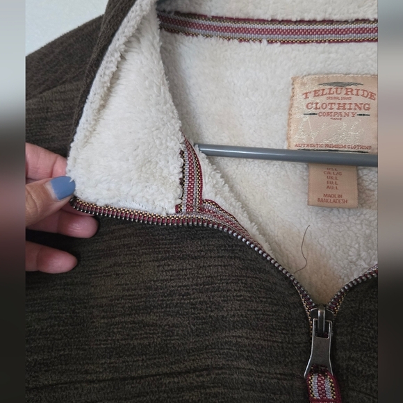 Telluride | Brown Sherpa Lined 1/4 Zip Jacket Size Large - Picture 5 of 8